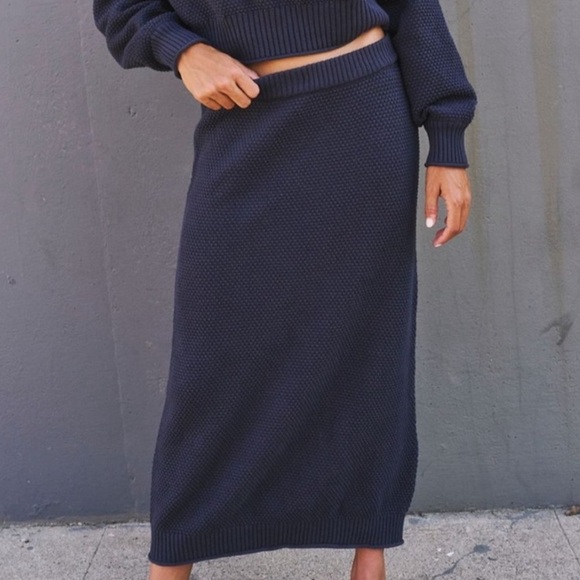 Free People Dresses & Skirts - Free People Beach Hailee Waffle Knit Straight Skirt Womens Medium Navy